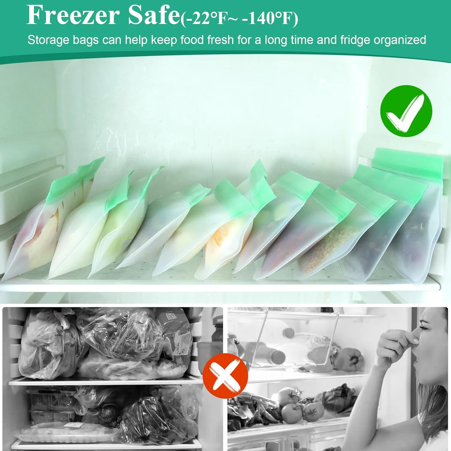 12 Pack Reusable Snack Bags, Silicone Snack Bags Reusable Storage, Leakproof Snack Storage Bags Containers for Travel Picnic, Work, Home Use