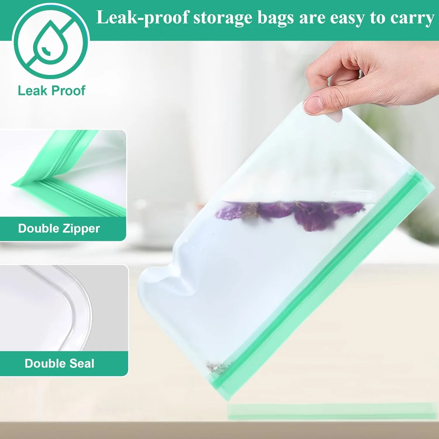 12 Pack Reusable Snack Bags, Silicone Snack Bags Reusable Storage, Leakproof Snack Storage Bags Containers for Travel Picnic, Work, Home Use
