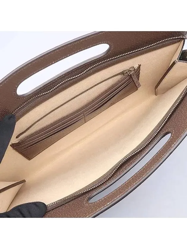 700950 Brown Leather GG Supreme Ophidia Handle Clutch