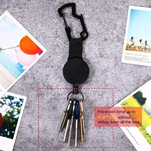 Advanced Mixology Retractable Key Chain Multifunction Badge Holder Reel with Steel Cable Multitool Keychain Bottle Opener for Mens, 2 Pieces (Black)