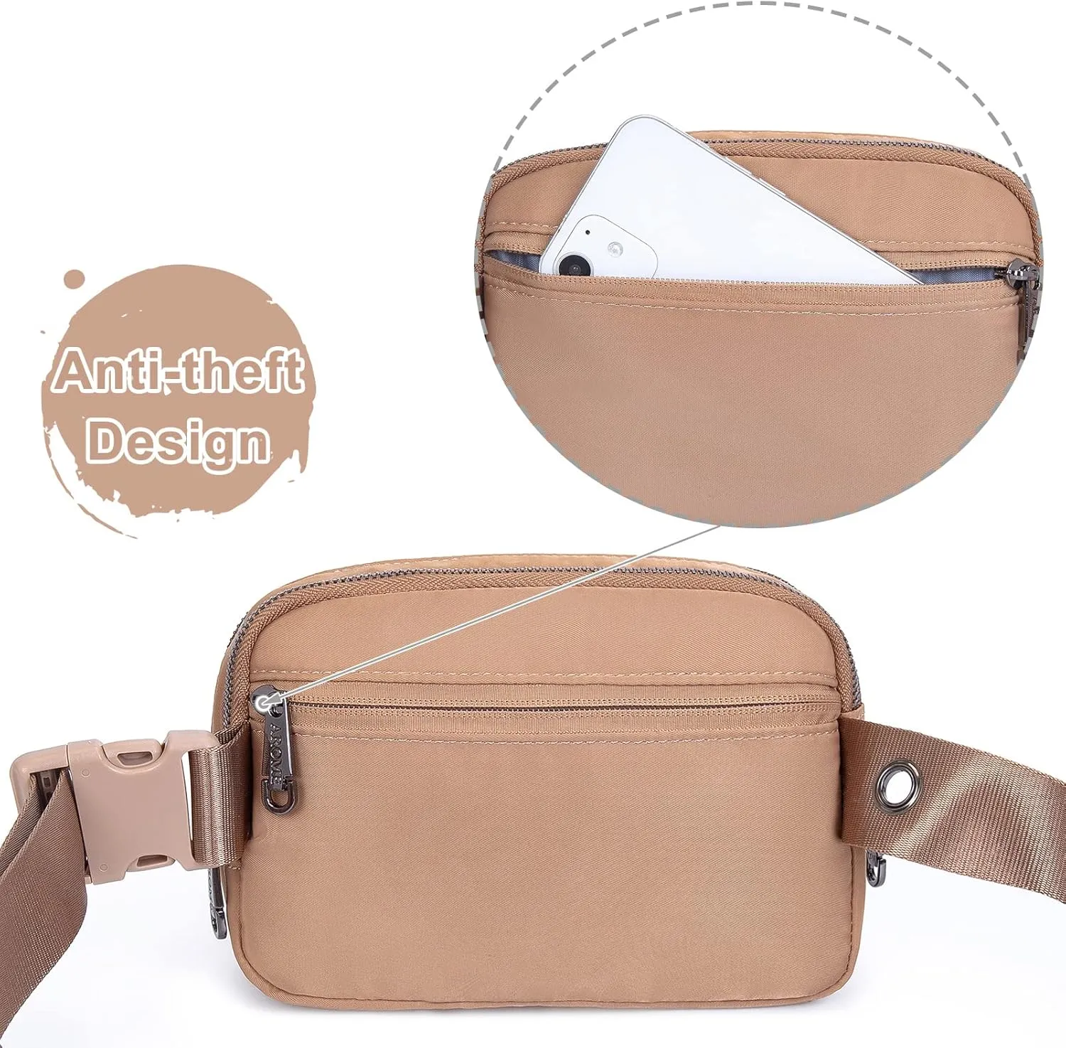 AROME Mini Belt Bag for Women, Fashion Waist Packs Fanny Pack Crossbody Bags with Strap Extender for Women Men, Waterproof Waist Bag Hip Bum Bag for Casual Travel Running Hiking Outdoor Sports