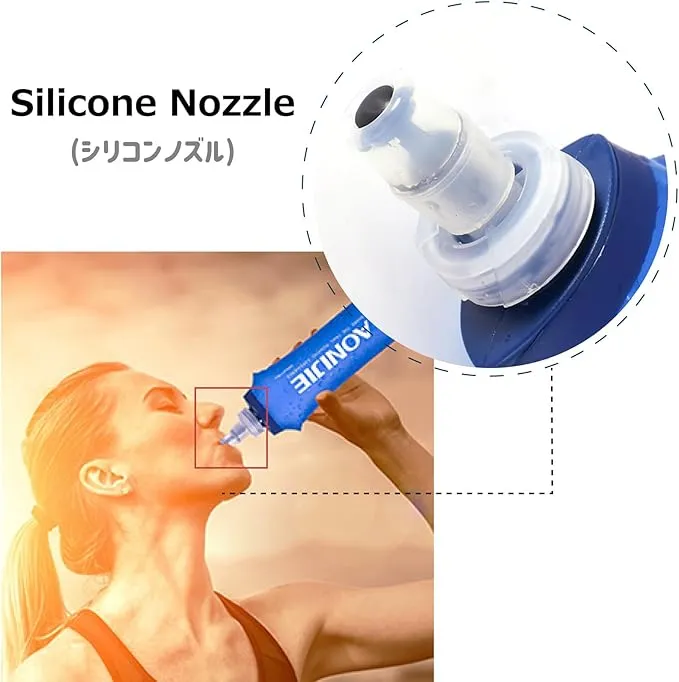 Azarxis Soft Flask Collapsible Water Bottle Running Soft Gel Flask Reservoir Handheld Folding TPU 250 500ml for Hydration Pack Hiking Cycling Climbing (250ml/8.45oz - 2 Pack with 2 Speed Straws)