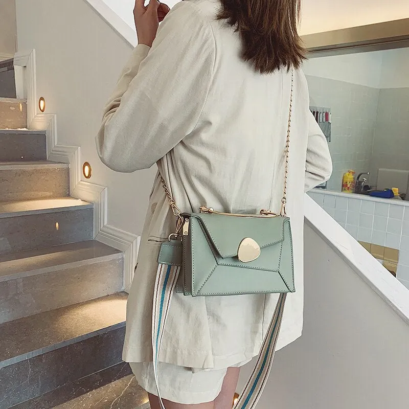 Back to College New Contrast Color PU Leather Crossbody Bags for Women 2020 Chain Handbags with Metal Handle Shoulder Messenger Bag Small Totes