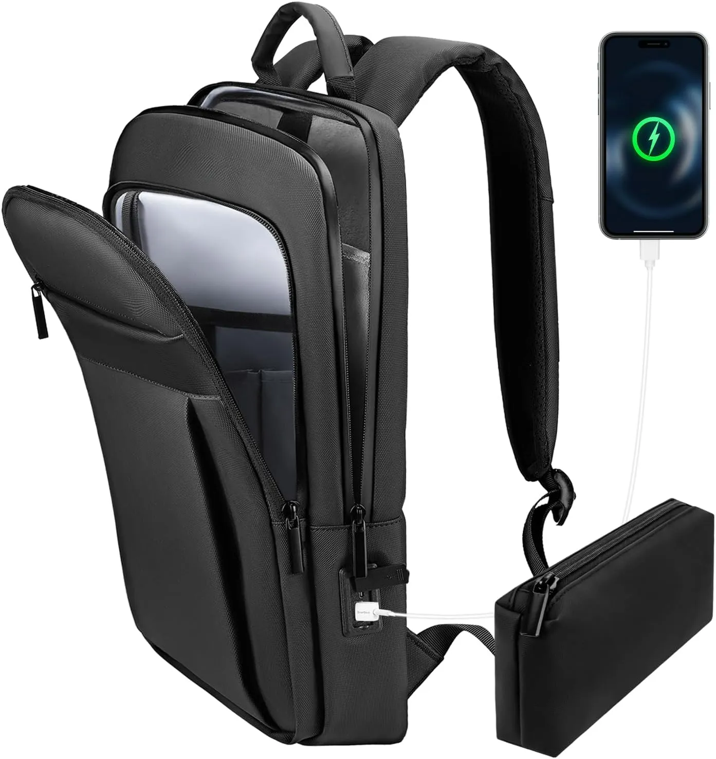 Backpack for Men Women Lightweight Business Laptop Backpack for 15.6 Inch Computer Bag Slim Anti-Theft Backpack for Commuting Work Office College Travel (with a Small Bag)