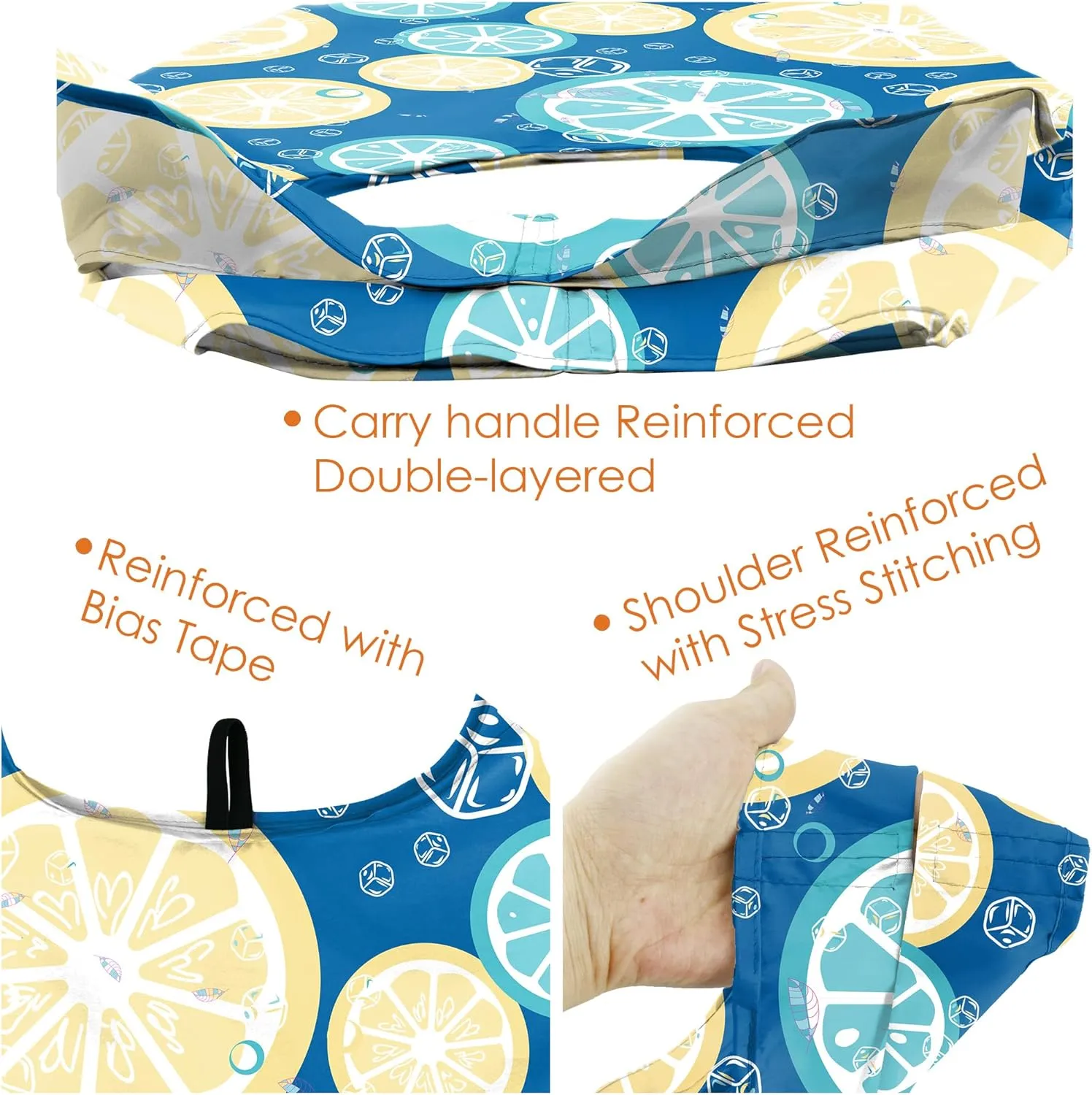 BeeGreen Fruit Strawberry Reusable-Grocery-Bags-Foldable-Machine-Washable-Reusable-Shopping-Bags-Bulk 6 Pack 50LBS Extra Large Reusable Bags w Zipper Storage Pouch Lemon Coconut Tomato Avocado