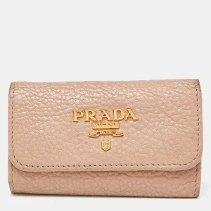 Beige Leather 6 Rings Key Holder Case