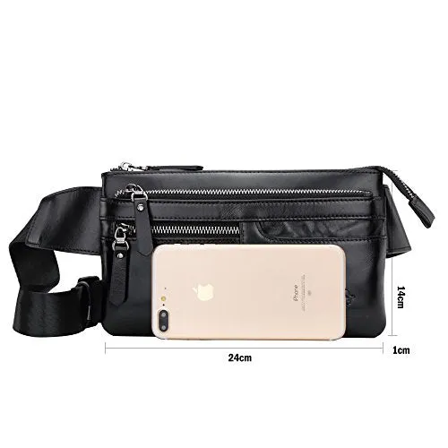 Bison Denim Classic Leather Waist Pack Fanny Pack Shoulder Backpack Sport Pouch Travel Hiking Bum