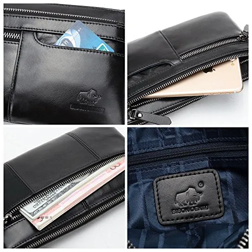 Bison Denim Classic Leather Waist Pack Fanny Pack Shoulder Backpack Sport Pouch Travel Hiking Bum