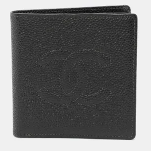 Black Caviar Leather Bifold Wallet