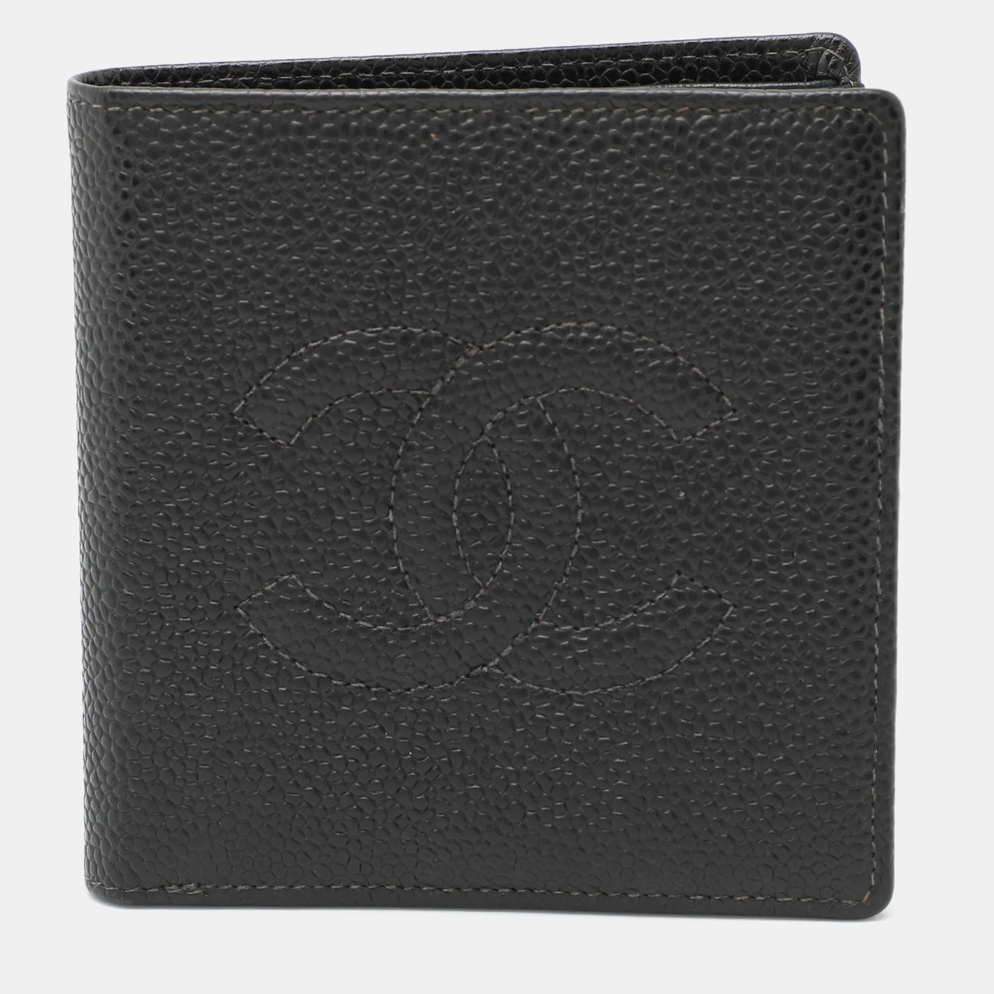 Black Caviar Leather Bifold Wallet