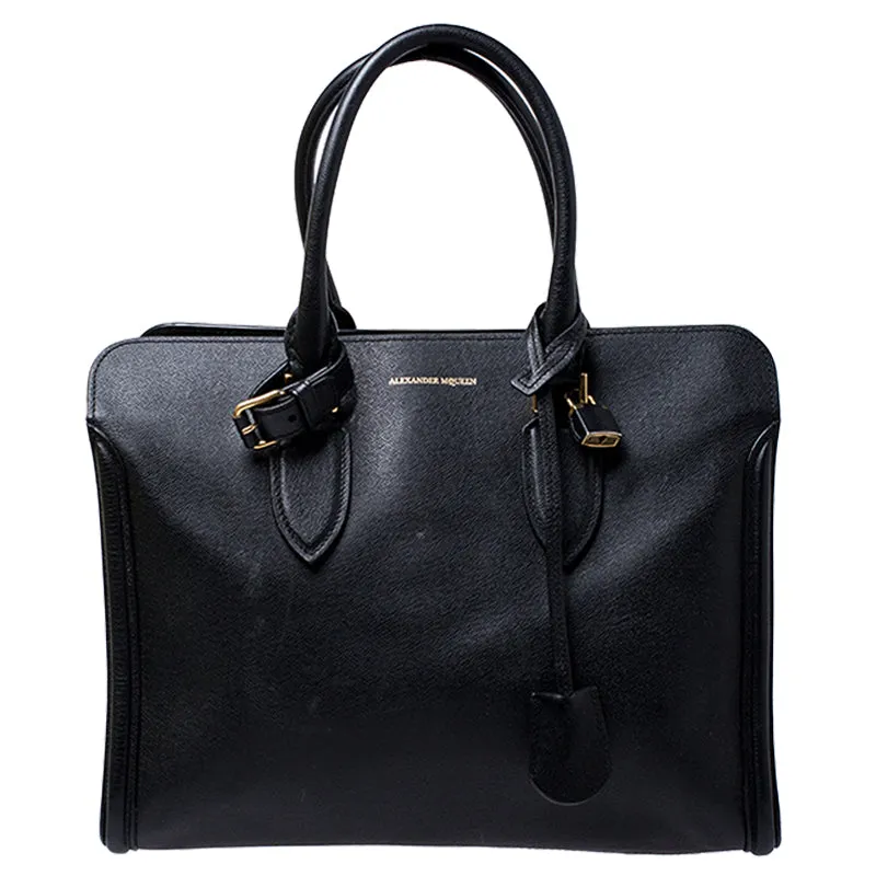 Black Leather Heroine Open Tote