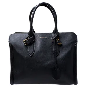 Black Leather Heroine Open Tote