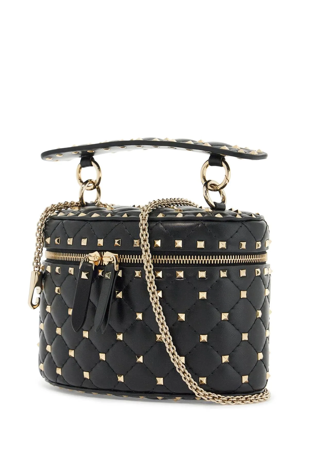 black quilted leather cylindrical vanity bag with chain 6W2B0Q93NAP NERO
