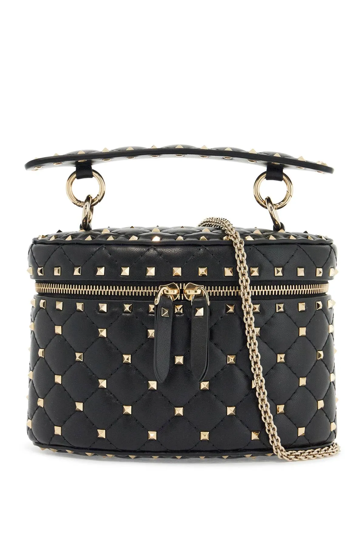 black quilted leather cylindrical vanity bag with chain 6W2B0Q93NAP NERO
