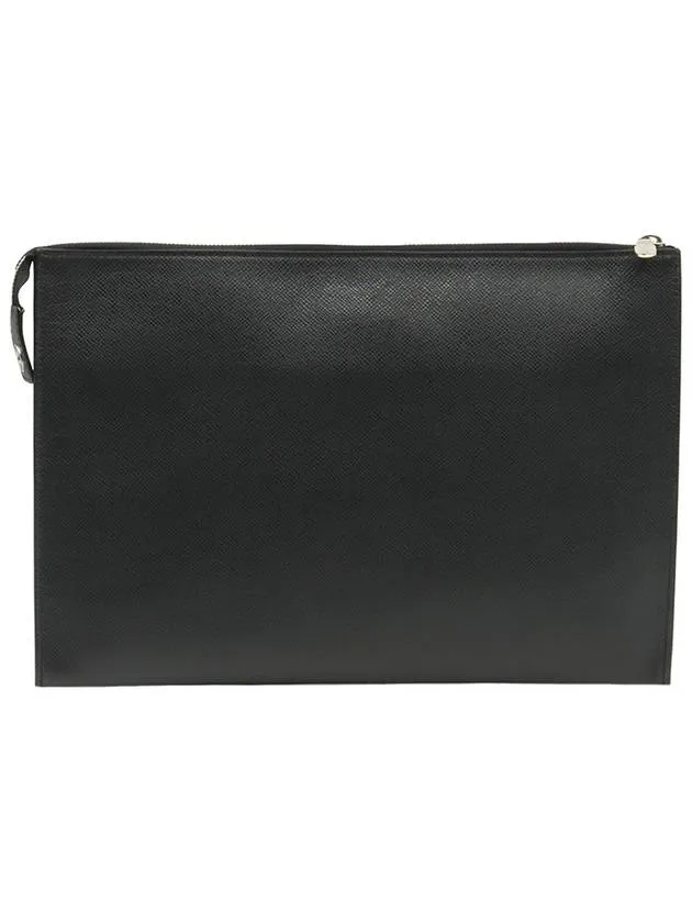 Black Taiga Leather Pochette Jour 24H Clutch M30965