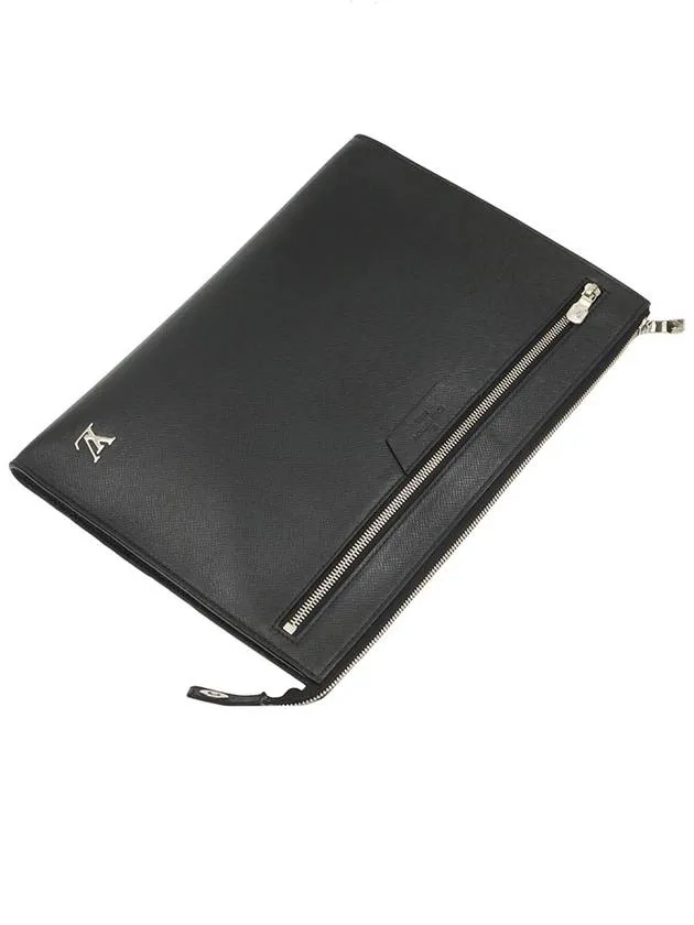 Black Taiga Leather Pochette Jour 24H Clutch M30965