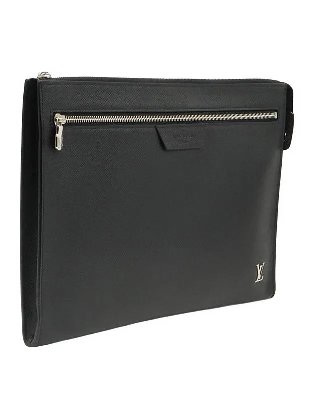 Black Taiga Leather Pochette Jour 24H Clutch M30965