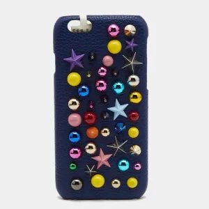 Blue Leather Embellished iPhone 6 Cover