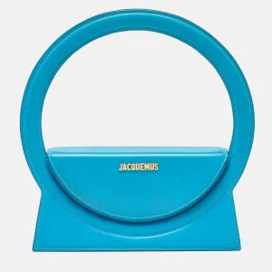Blue Leather Le Sac Round Top Handle Bag