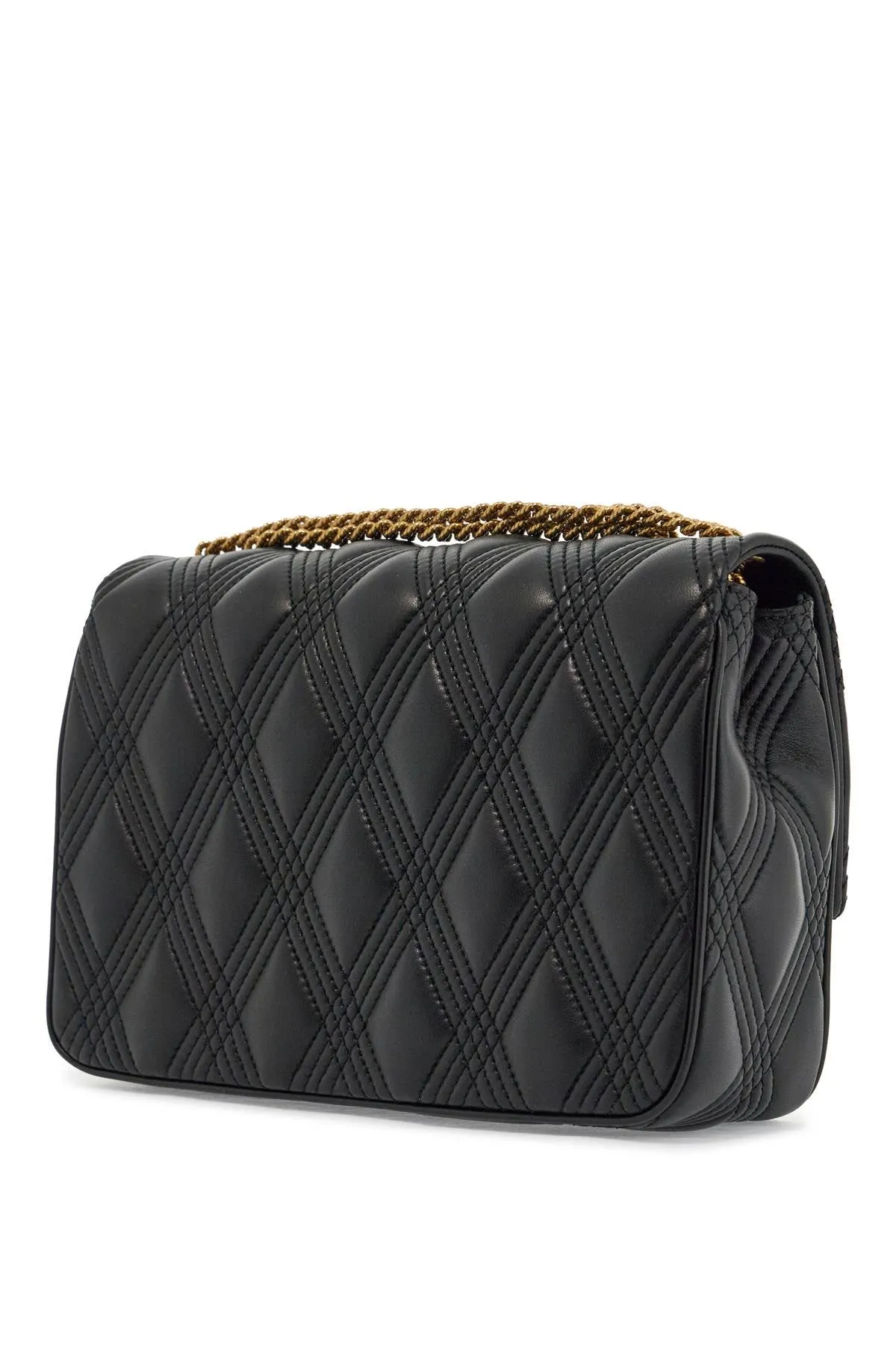 borsa a spalla trapuntata nera con catena dorata 6W2B0R06XCA NERO
