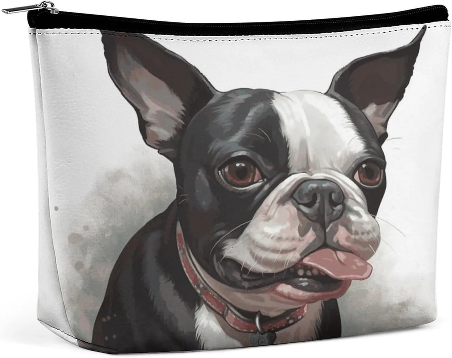Boston Terrier Travel Makeup Bag Large Toiletry Bag for Women Waterproof Cosmetic Bags for Purse Portable Makeup Organizer Bags Cute Zipper Pouch Cosmetic Pouch Funny Travel Makeupbag