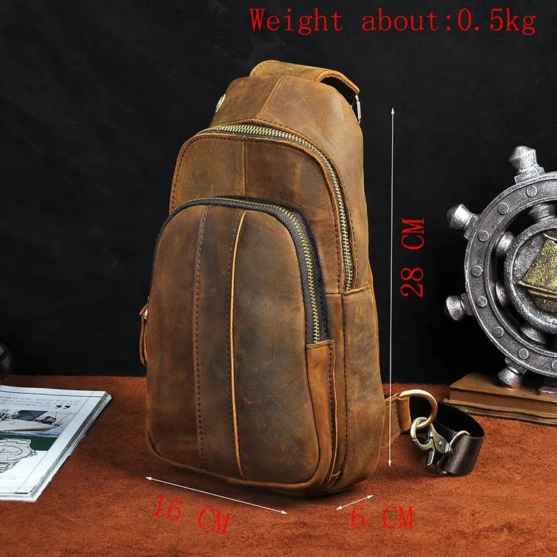 Brown Leather Sling Backpack Crossbody Sling Backpack Best Cross Body Sling Bag Mens Leather Sling Bags