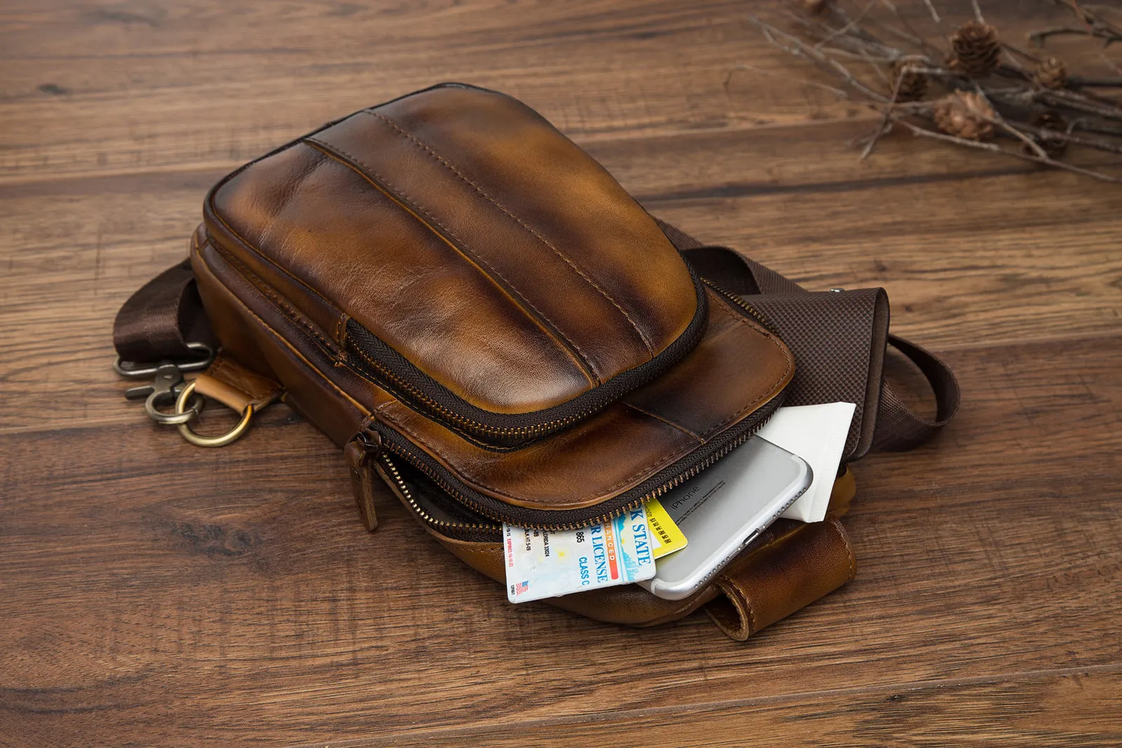 Brown Leather Sling Backpack Crossbody Sling Backpack Best Cross Body Sling Bag Mens Leather Sling Bags