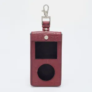 Burgundy Monogram Embossed Leather iPod Case