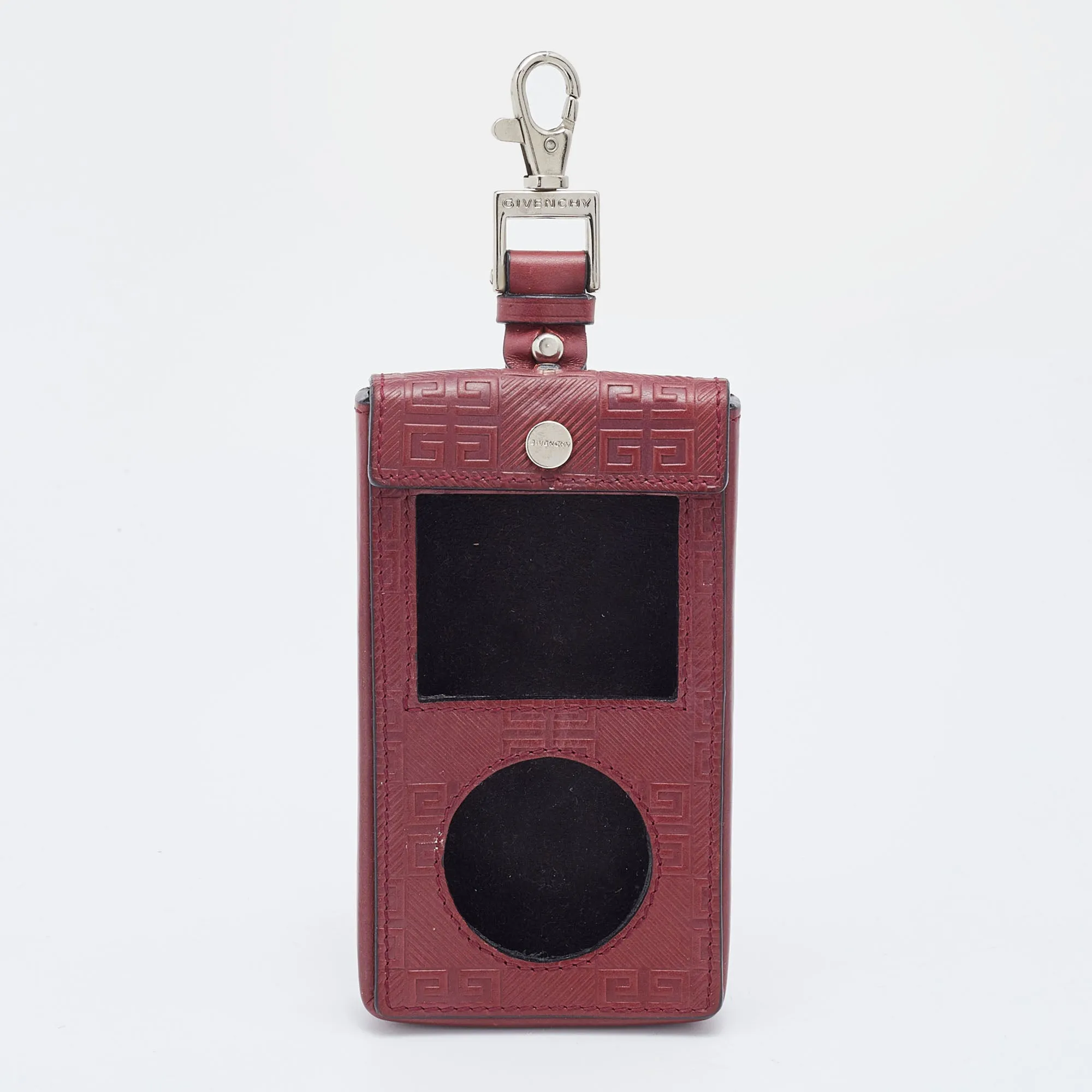 Burgundy Monogram Embossed Leather iPod Case