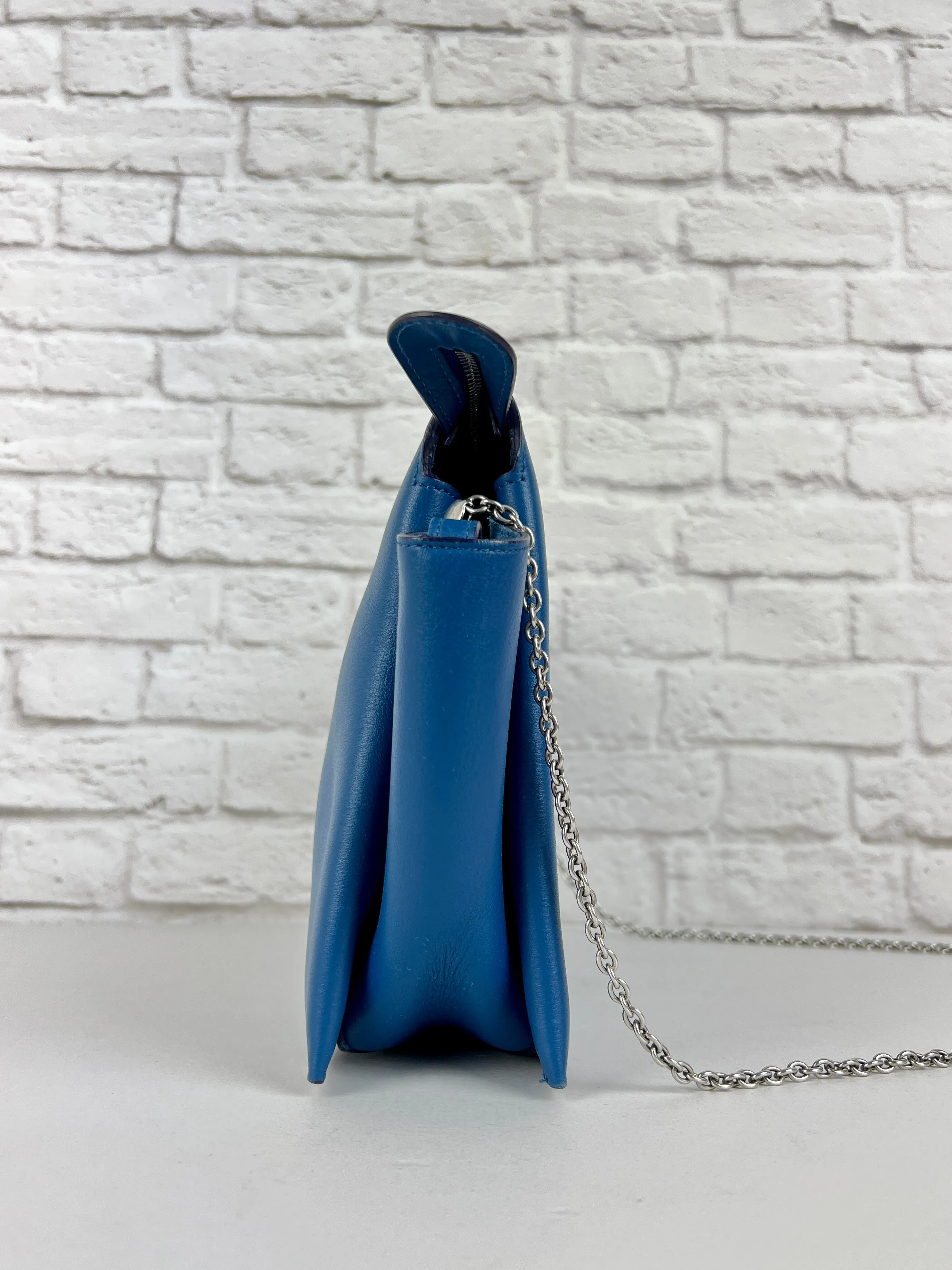 Celine Tri-fold Clutch On Chain, Blue