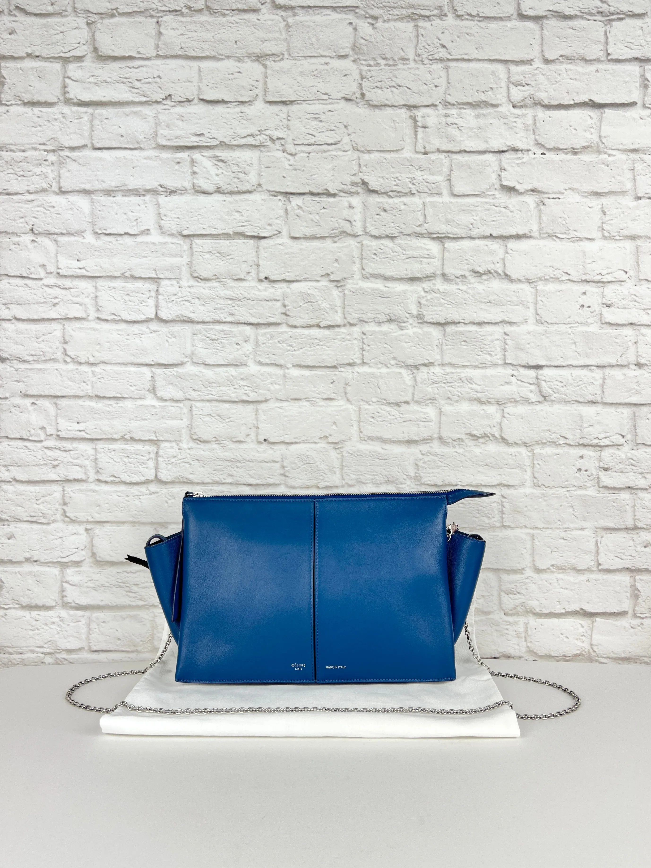 Celine Tri-fold Clutch On Chain, Blue