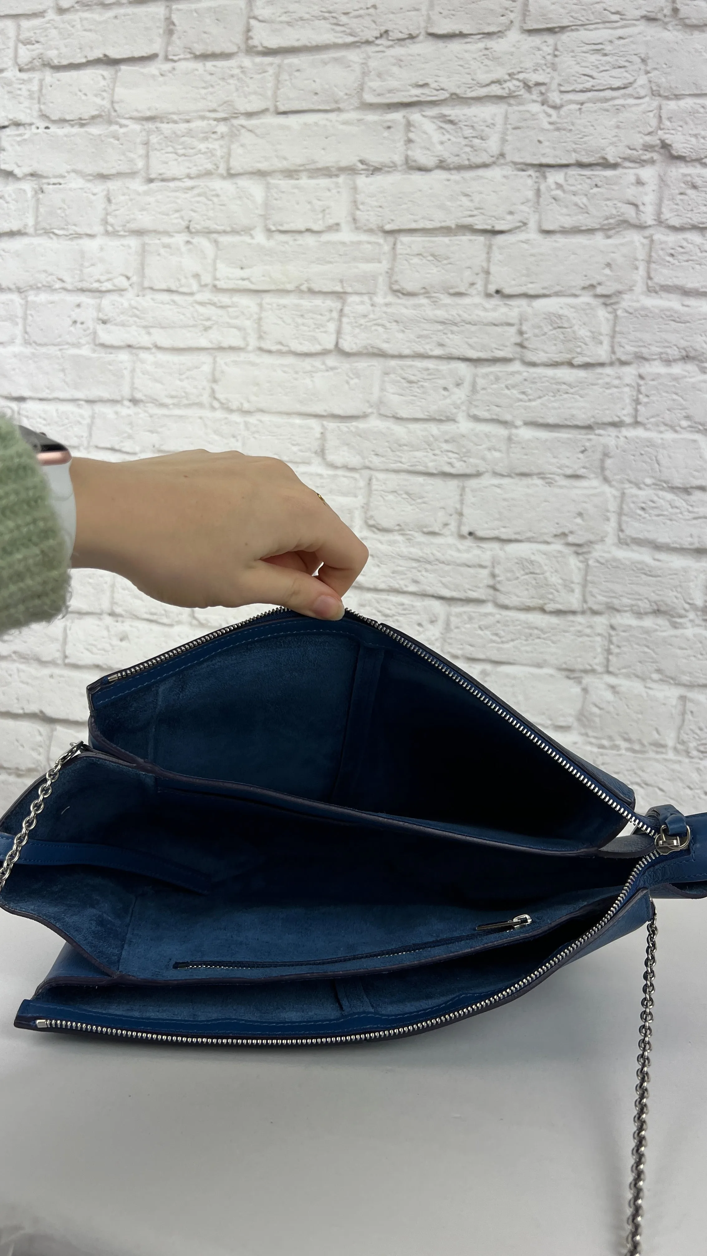 Celine Tri-fold Clutch On Chain, Blue