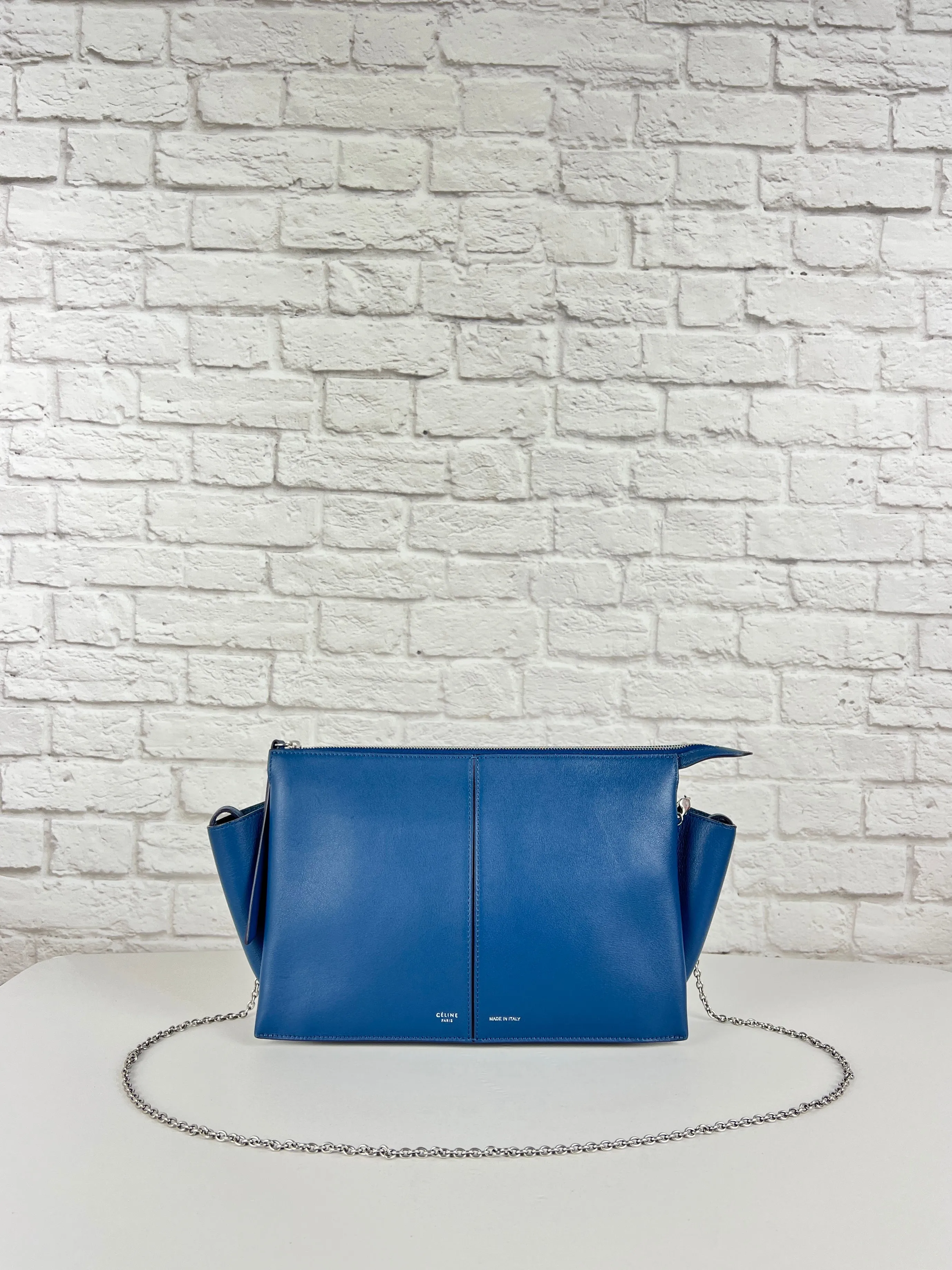 Celine Tri-fold Clutch On Chain, Blue