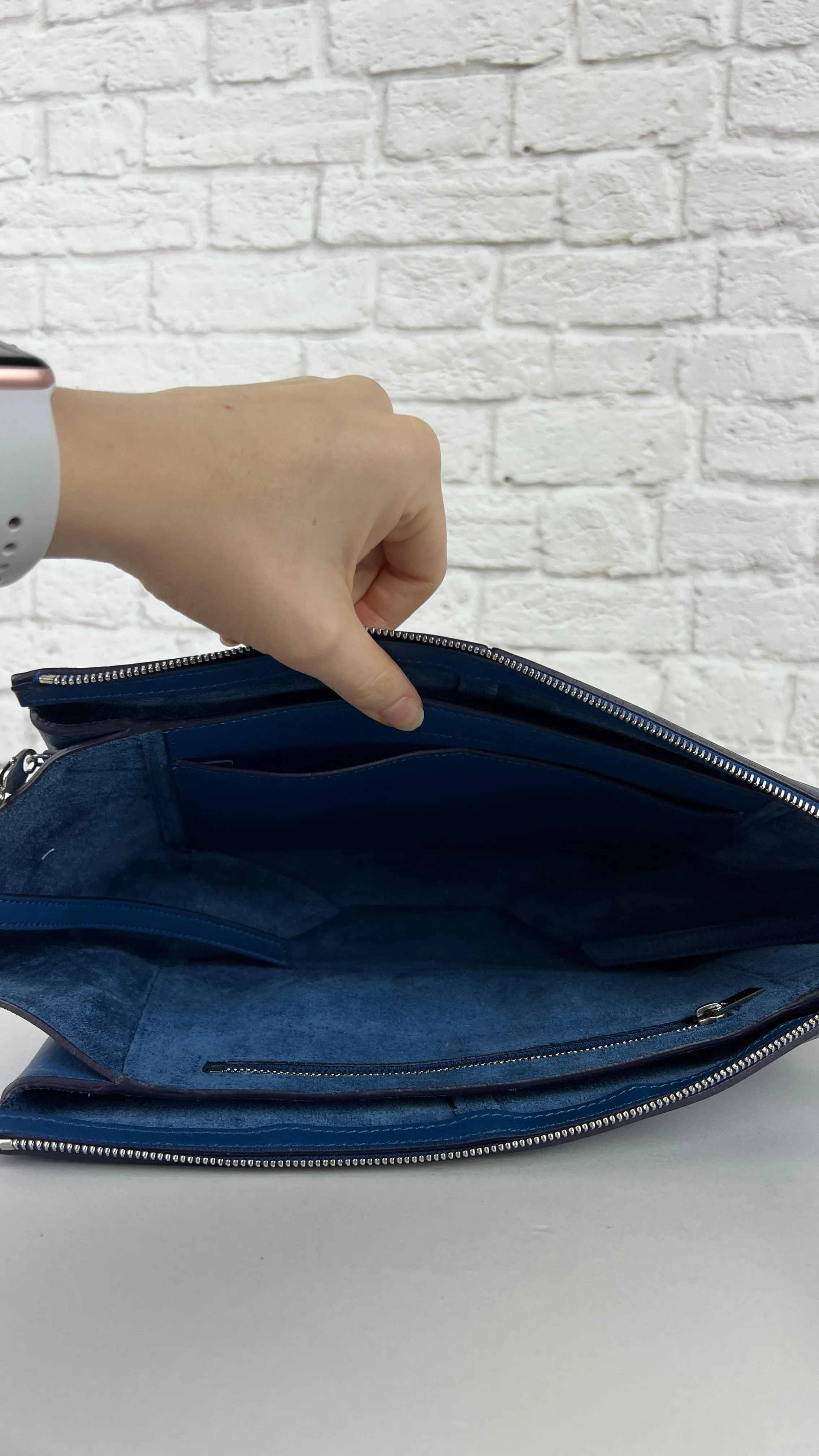 Celine Tri-fold Clutch On Chain, Blue