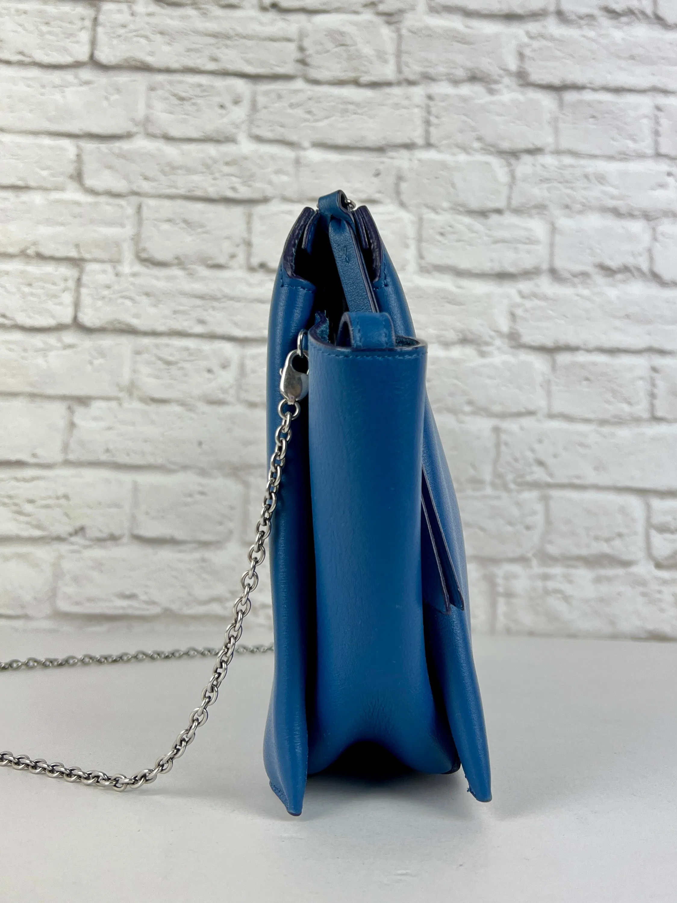 Celine Tri-fold Clutch On Chain, Blue