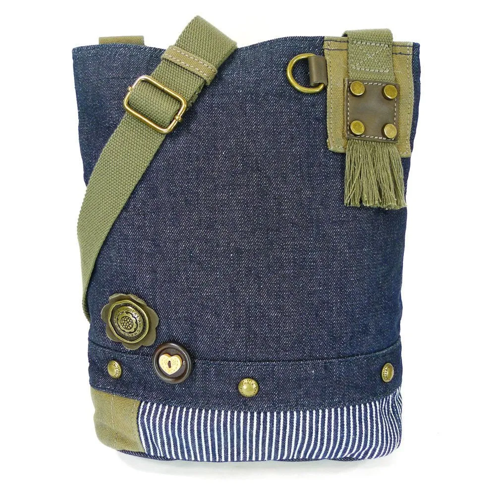 Chala Handbag Patch Cross-body Messenger Bag (Denim Blue)