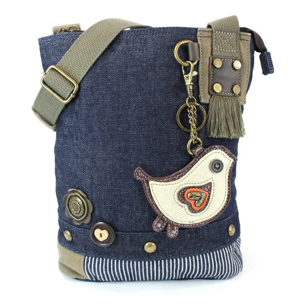 Chala Handbag Patch Cross-body Messenger Bag (Denim Blue)