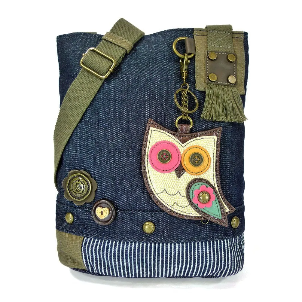 Chala Handbag Patch Cross-body Messenger Bag (Denim Blue)