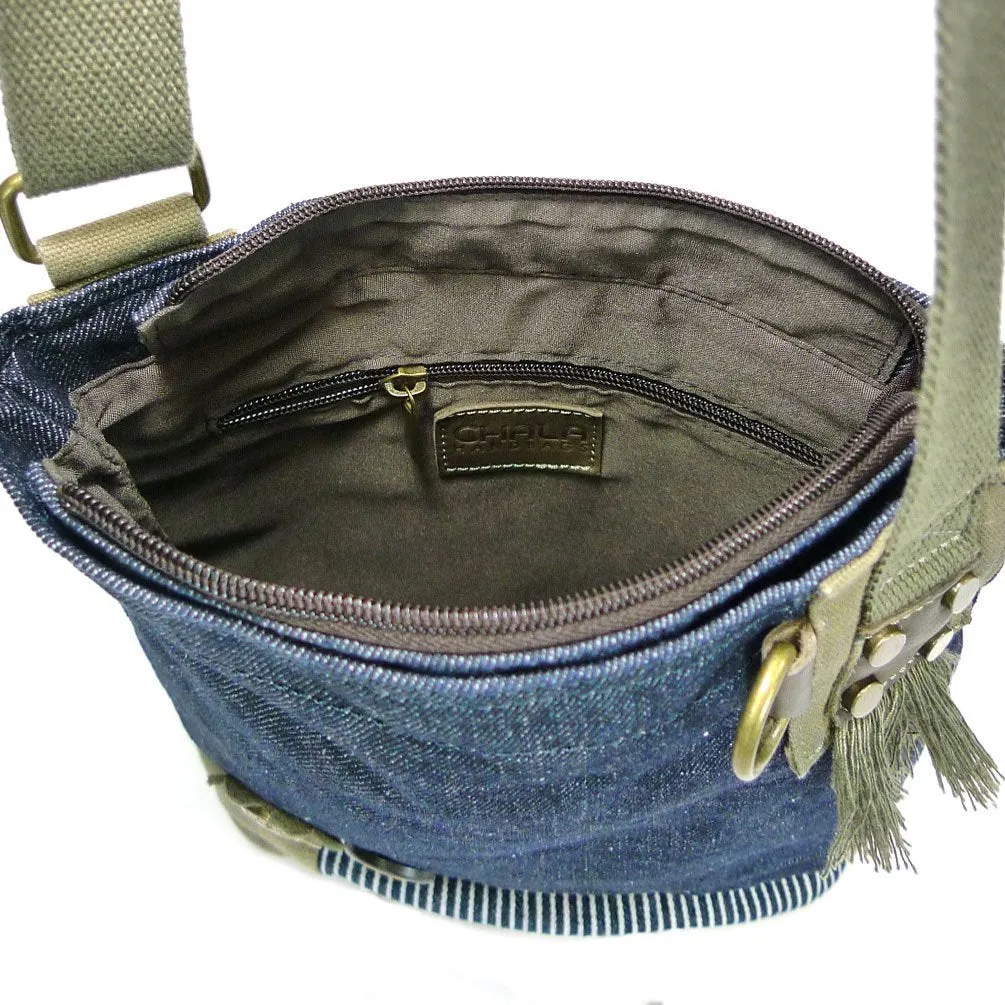 Chala Handbag Patch Cross-body Messenger Bag (Denim Blue)