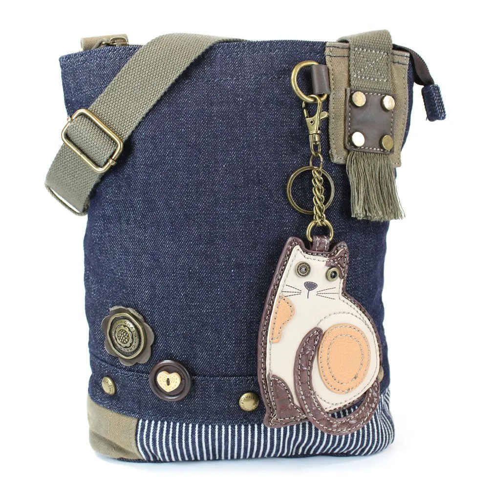 Chala Handbag Patch Cross-body Messenger Bag (Denim Blue)