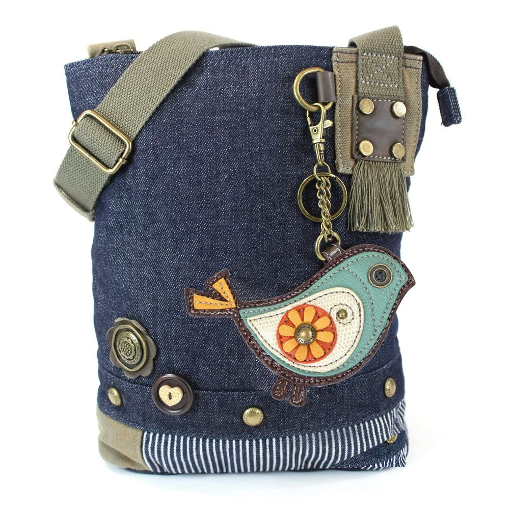Chala Handbag Patch Cross-body Messenger Bag (Denim Blue)