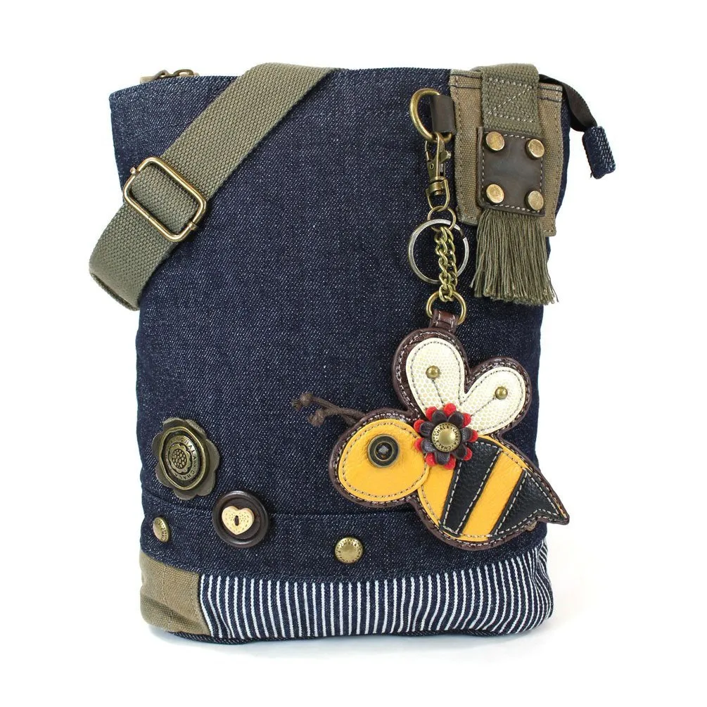 Chala Handbag Patch Cross-body Messenger Bag (Denim Blue)