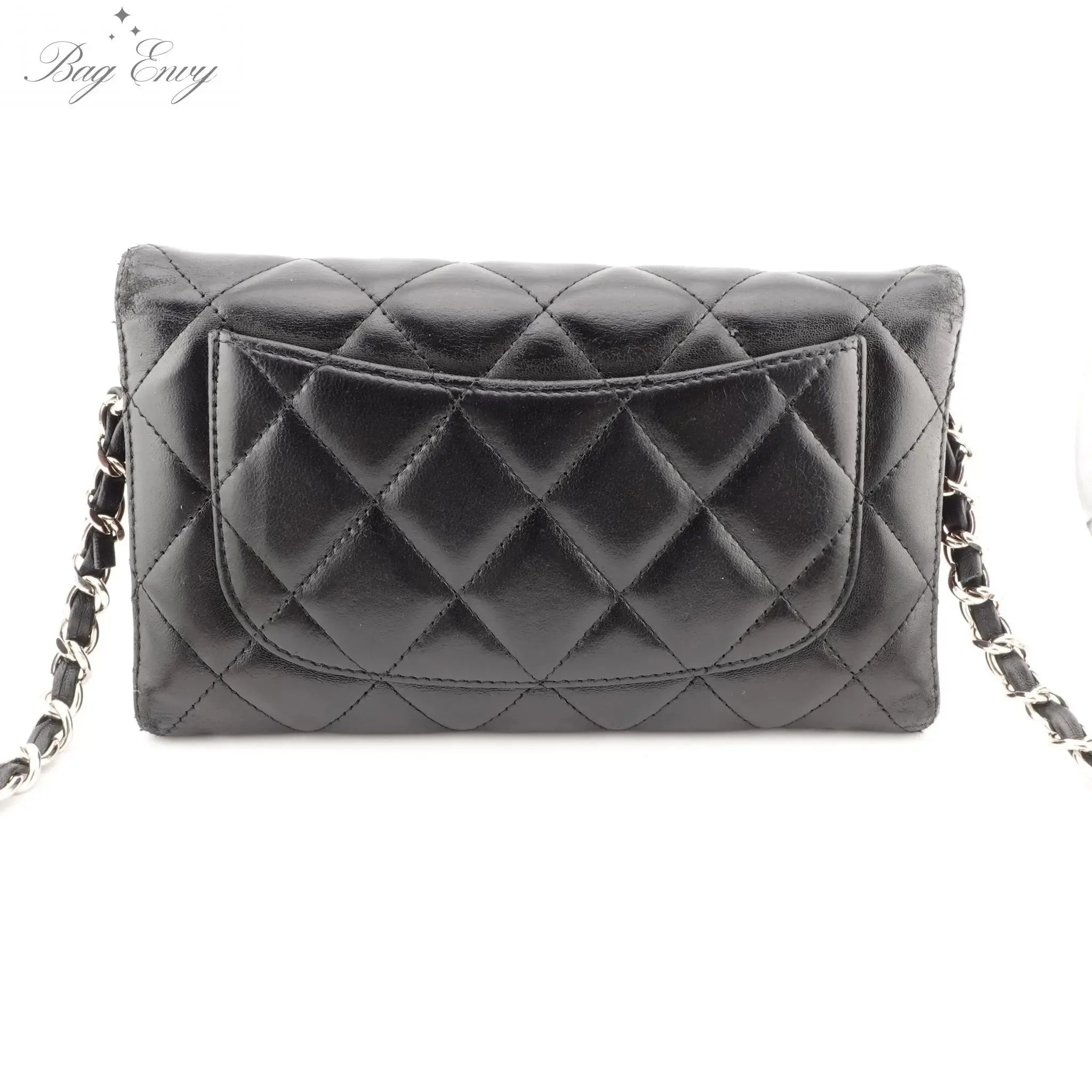 CHANEL Lambskin Classic Flap Wallet with Chain nj