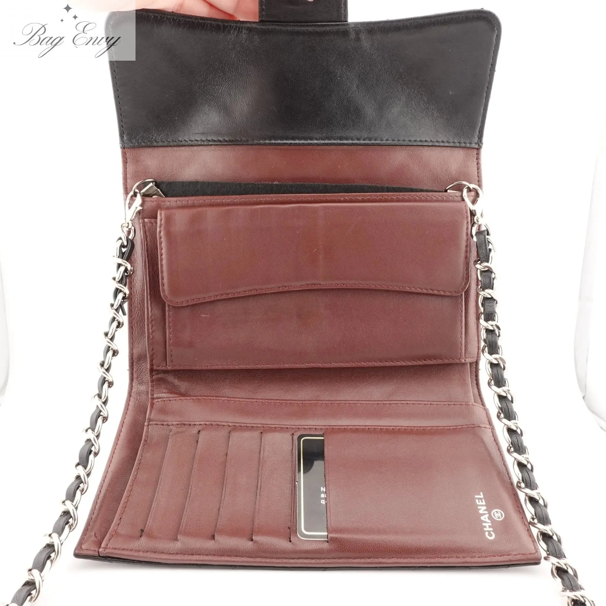 CHANEL Lambskin Classic Flap Wallet with Chain nj