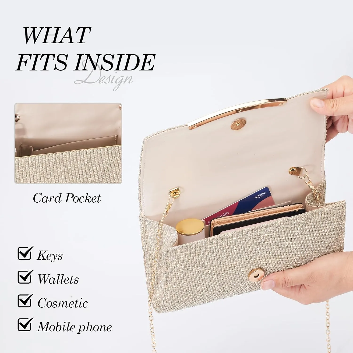 Clutch Purses for Women Evening Bag Lady Girl Crossbody Handbags for Prom Party Wedding Engagement