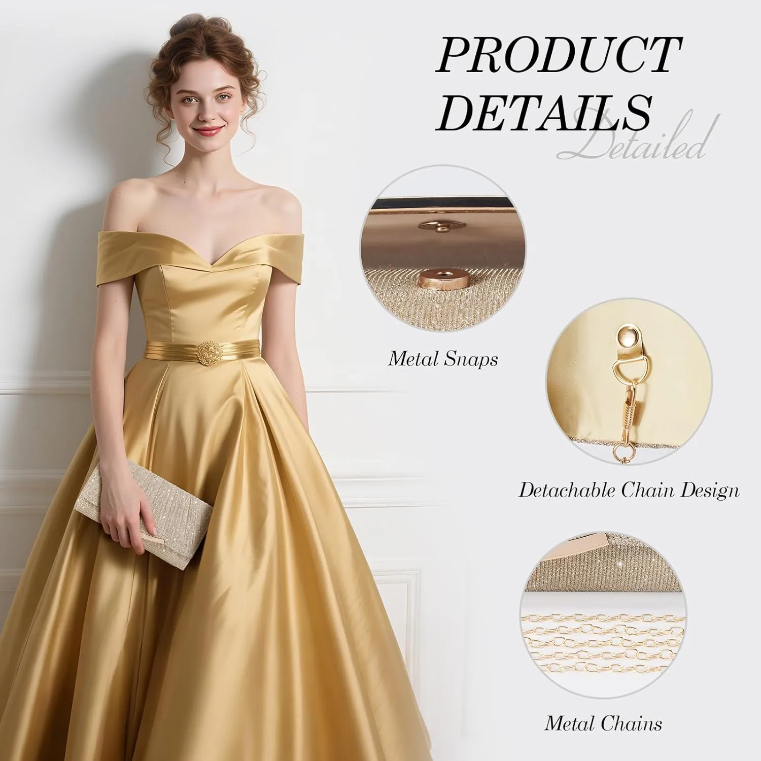 Clutch Purses for Women Evening Bag Lady Girl Crossbody Handbags for Prom Party Wedding Engagement