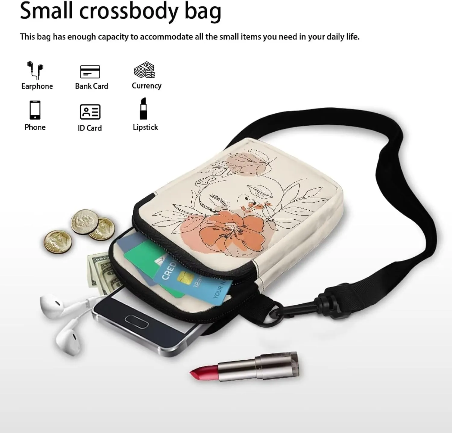 Custom Small Cell Phone Crossbody Bags for Women Lady Fashion Purse and Handbag for Organizer