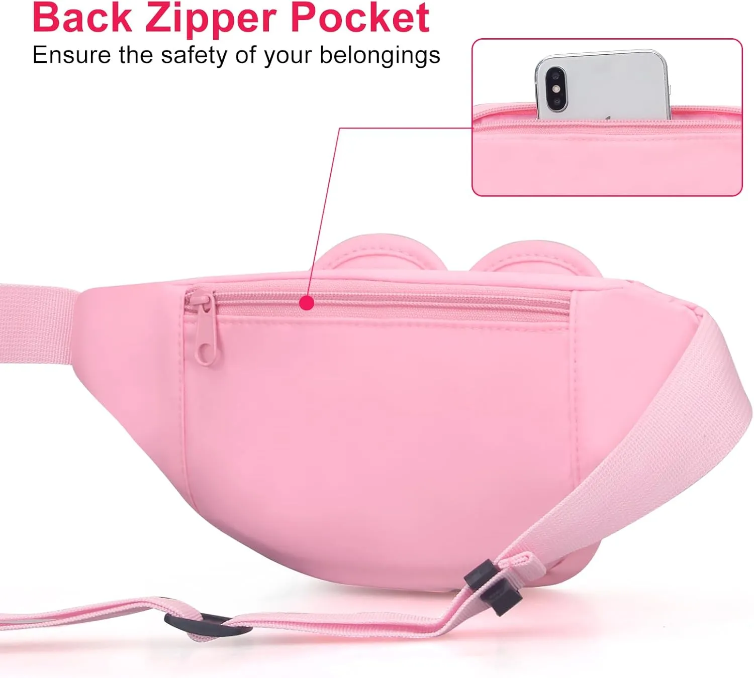Cute Pink Fanny Pack for Women Kids Cross Body Bag Little Girls Fanny Pack Belt Bags Cartoon Mouse Outfit Accessories Waist Pack Kid Crossbody Bag Small Adults Trip World Essentials Travel Fanny Pack