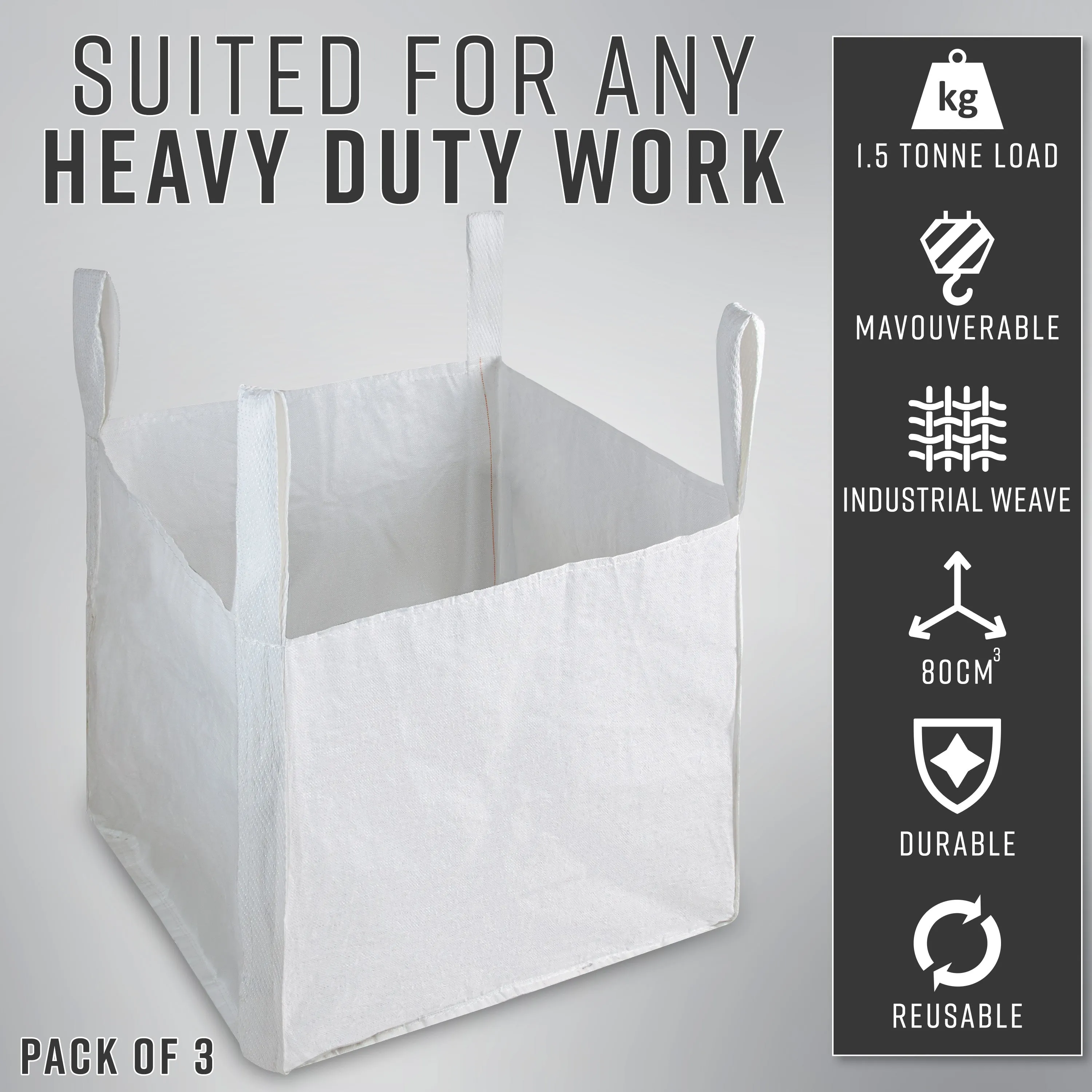 Deco Express Garden Waste Bags - Heavy Duty Bags - White 1.5T - 3 Pack