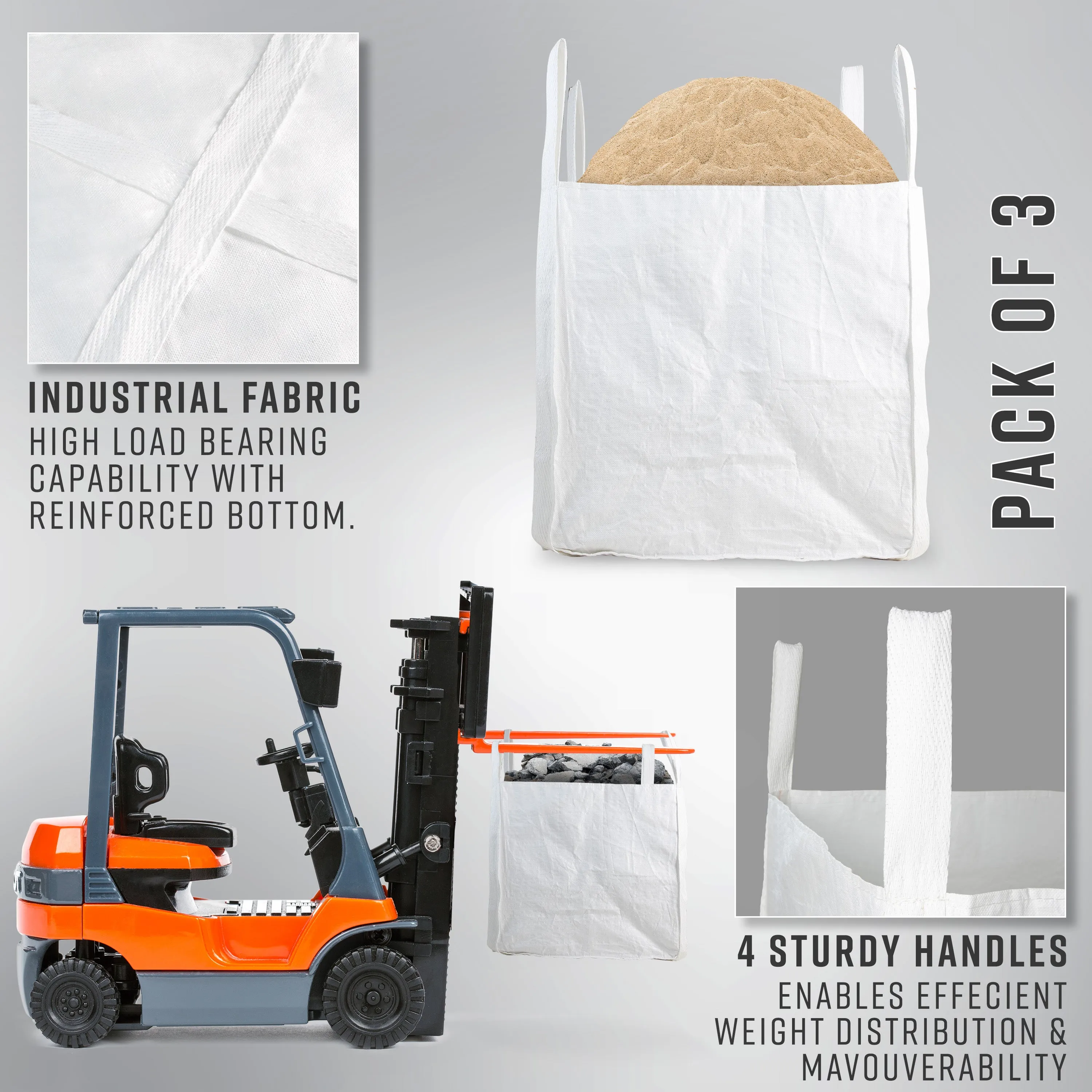 Deco Express Garden Waste Bags - Heavy Duty Bags - White 1.5T - 3 Pack